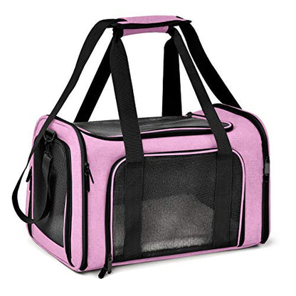 Henkelion Large Cat Carriers Dog Carrier Pet Carrier for Large Cats Dogs Puppies up to 25Lbs, Big Dog Carrier Soft Sided, Collapsible Travel Puppy Carrier - Large - Pink - color: Pink, size: 20.0"L x 13.0"W x 13.0"H