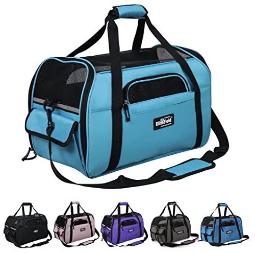 EliteField Soft Sided Pet Carrier (3 Year Warranty, Airline Approved), Multiple Sizes and Colors Available (Large: 19" L x 10" W x 13" H, Sky Blue) - color: Sky Blue, size: 19.0"L x 10.0"W x 13.0"H