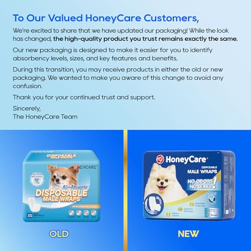 HONEY CARE All-Absorb A27 Male Dog Wrap, 50 Count, Extra Small - size: X-SMALL