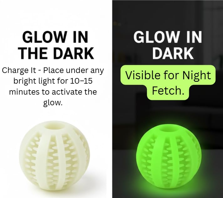 Treat Ball for Dogs, Glowing Dog Ball Toy, Interactive Treat Dispensing Dog Toys for Chewers,dog fetch ball, Glow in The Dark Light Up Ball for Dog, Slow Feeder IQ Training Toy, dog treat toy