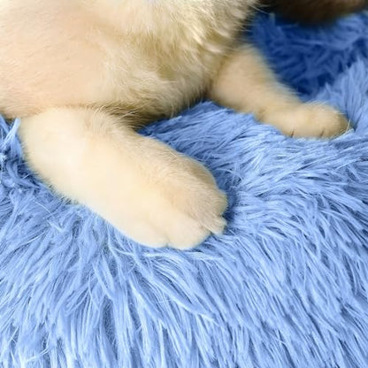 WESTERN HOME WH Calming Dog Bed & Cat Bed, Anti-Anxiety Donut Dog Cuddler Bed, Warming Cozy Soft Dog Round Bed, Dog Cat Cushion Bed for Small Medium Dogs and Cats - color: Light Blue, size: 20.0"l x 20.0"w x 6.0"th