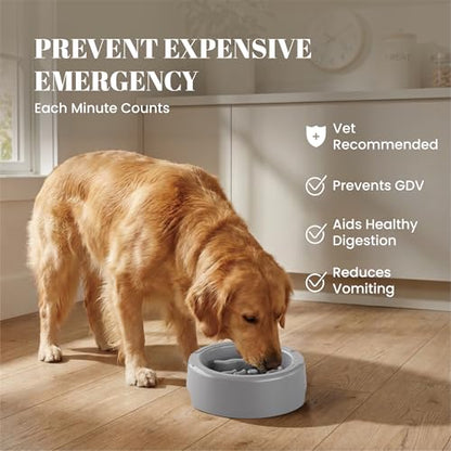 AVERYDAY 3 Pack Slow Feeder Dog Bowl Set, Two Weighted Maze Insert Bowls, Anti-Slip Changeable Puzzle Feeding Bowl for Wet Dry & Raw Dog Food, Slow Eating Deep Pet Food Dish for Medium & Large Breeds - color: Serene Slate