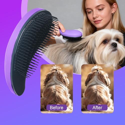 Small Dog Brush - Puppy Hair Brush- Grooming Tool for Teddy, Yorkies, Maltese, Shih Tzu, Chihuahua (Purple) - color: Purple