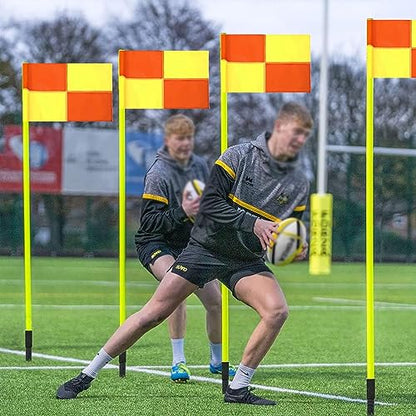 Slalom Training Agility Poles with Metal Spikes, Removable Coaching Sticks for Soccer Drills and Training, Spring Loaded Poles Soccer Technical Skills Training(Yellow B,1.5m(5ft)) - color: Yellow B, size: 1.5m(5ft)