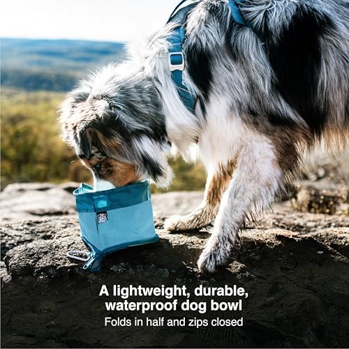 Kurgo Zippy Bowl for Dogs, Collapsible Travel Dog Bowls, Pet Food & Water Hiking Container, Food Grade Silicone, Travel Accessories for Pets, Includes Carabiner, Holds 48 oz (Coastal Blue) - color: Blue