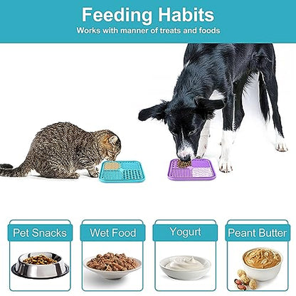 2PCS Licking Mat for Dogs with Suction Cups, Premium Lick Pad for Anxiety Relief, Slow Feeder Dog Bowls, Perfect for Bathing, Grooming and Training - color: Small-2 pcs+1 Spatula