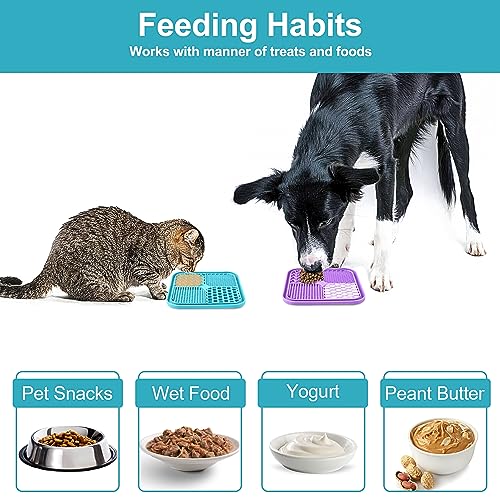 2PCS Licking Mat for Dogs with Suction Cups, Premium Lick Pad for Anxiety Relief, Slow Feeder Dog Bowls, Perfect for Bathing, Grooming and Training - color: Small-2 pcs+1 Spatula