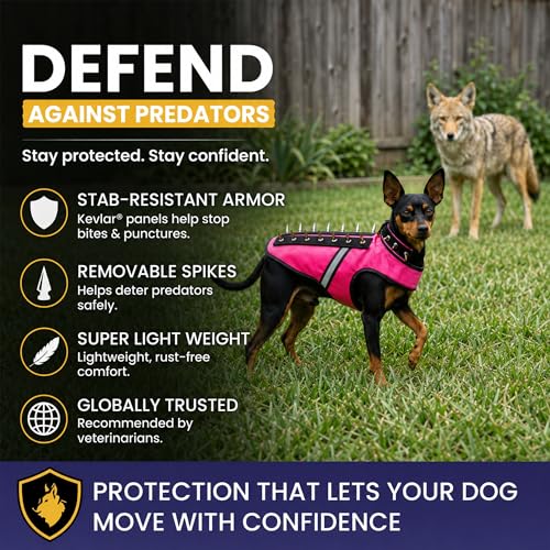 CoyoteVest SpikeVest Dog Harness | Stab-Resistant Protective Vest | Coyote Vest for Dogs | Defends Against Coyotes, Dogs, Birds of Prey | Reflective Safety, Made in USA (L-Royal Blue) - color: Royal Blue, size: Large