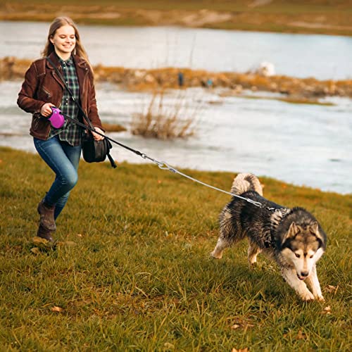 16ft Retractable Dog Leash for Large Breed Dogs up to 110 lbs with a Detachable Chew Proof Extender Wire Ropes (Pink L) - color: Pink, size: Large