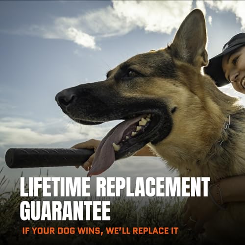 Monster K9 Chew Stick | Virtually Indestructible. Lifetime Guaranteed. | USA Made | VULCRON™ Natural Rubber | Durable, Heavy Duty Tug & Fetch Dog Toy for Aggressive Chewers | Med/Large Breeds, 9x1.75”