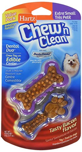 Hartz Chew'n Clean Dental Duo Dog Treat & Chew, Extra Small - size: X-Small (Pack of 1), style: 2 Count
