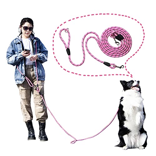 Hands Free Dog Leash - 13ft Reflective Rope for Large, Medium & Small Dogs - Walking, Jogging & Running, Dog Training Leash (Pink, 13Ft) - color: Pink