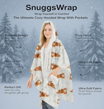 E&S Pets Sherpa Wearable Blanket Hoodie for Women – Soft Fleece Snuggs Wrap – 32 Dog & Cat Breeds – Warm Pet Lover Gifts - color: Tabby Orange