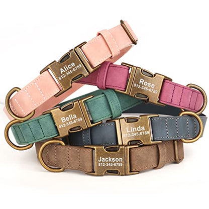 Personalized Dog Collars for Small Dogs, Custom Soft PU Leather Dog Collar with Engraved ID Name and Number, Adjustable & Durable Pet Collars with Quick Release Metal Buckle,S(10-16") - color: Yellow Brown-Engraving, size: Small: Fit 10-16" Neck