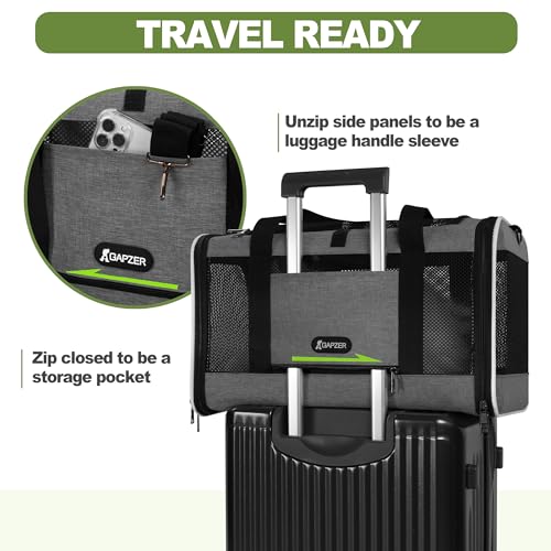 GAPZER Cat Carrier 18x11x11 Top Load Soft Pet Travel Bag Over 15 lbs, Collapsible Small Dog Puppy Crate 10 Pounds, Small Animal Rabbit Kennel Carrying Case, Kitten Mesh Cage Medium Cat Under 25 Grey - color: Grey
