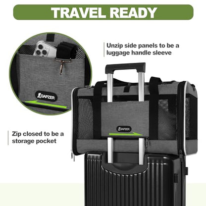 GAPZER Cat Carrier 18x11x11 Top Load Soft Pet Travel Bag Over 15 lbs, Collapsible Small Dog Puppy Crate 10 Pounds, Small Animal Rabbit Kennel Carrying Case, Kitten Mesh Cage Medium Cat Under 25 Grey - color: Grey