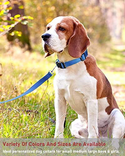 Reflective Dog Collar with Buckle Adjustable Safety Nylon Collars for Small Medium Large Dogs, Navy Blue M - color: Navy Blue, size: Medium :Width 3/4",Neck 12-18"