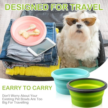 Suclain 4 Pcs Collapsible Bowls with Lids Silicone Camping Food Storage Container Expandable Folding Salad Lunch Box Travel Container for Hiking Camping - color: Red, Pink, Blue, Green