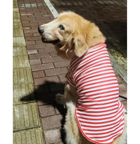 Turtleneck Dog Shirt Cute Doggie Embroidery Super Soft Dog Sweatshirt Stretchy Striped Puppy Pullover for Cats Small Medium Large Dogs (Red Striped, 5X-Large) - color: Red Striped, size: 5X-Large