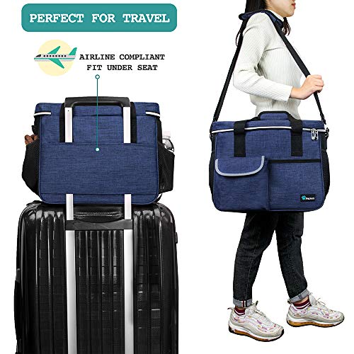 PetAmi Dog Travel Bag Organizer, Pet Travel Kit with 2 Food Containers & 2 Collapsible Dog Bowls, Pet Supplies Tote with Luggage Sleeve, Weekend Road Trip Camping Essentials, Navy Blue, Medium - color: Navy, size: Medium - 14.5"L x 8"W x 12.0"H