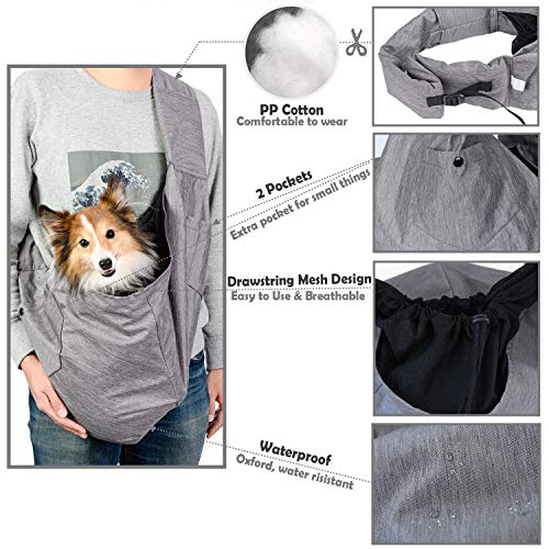 ARELLA Dog Sling Carrier for Small Dog Sling Carrier 5-15 lbs with Comfortable Adjustable Padded Shoulder Breathable Mesh for Travel Hands Free Daily Walk Outdoor Activities PDS08G