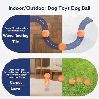 AIPERRO Interactive Dog Toys Ball, Smart Action Activated Rechargeable Pet Toy, TPU Material, IPX7 Waterproof Rating, Automatic Rotating/Bouncing/Moving, Suitable for Small/Medium Dogs-Orange - color: Orange