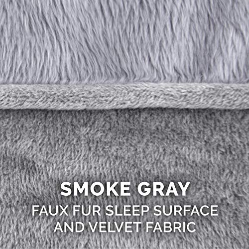 Furhaven Replacement Dog Bed Cover Faux Fur & Velvet Sofa-Style, Machine Washable - Smoke Gray, Medium - color: (Faux Fur & Velvet) Smoke Gray, size: Medium