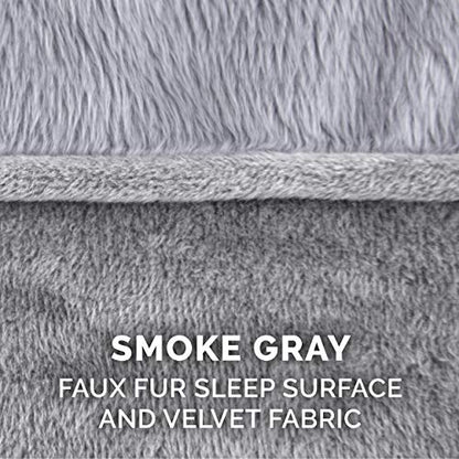 Furhaven Replacement Dog Bed Cover Faux Fur & Velvet Sofa-Style, Machine Washable - Smoke Gray, Medium - color: (Faux Fur & Velvet) Smoke Gray, size: Medium