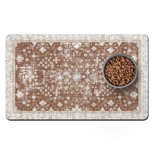 Pet Food Mats for Floor, Absorbent Dog Mat for Food and Water Dispenser Mat, Dog Food Mat Quick Dry Cat Food Mat Pet Supplies - color: Brown, size: 20"l X 12"w