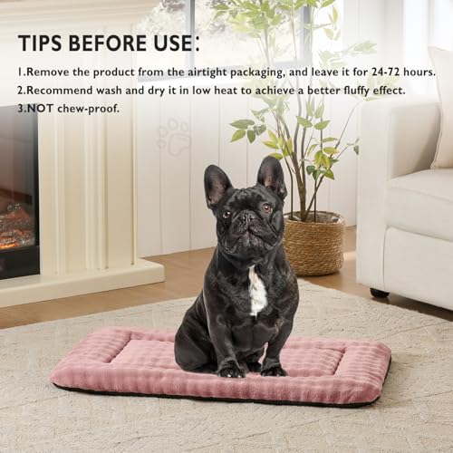 Dog Bed Mat Crate Pad for Medium Dogs, Washable Soft Pet Sleeping Mat Kennel Pad with 3D Bubble Pattern, Dusty Pink, 30"x 19" - color: Dusty Pink, size: 30"L x 19"W x 1.5"Th