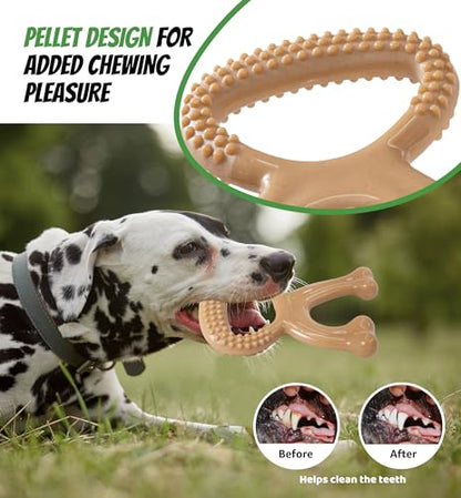 Durable Dog Chew Toy for Aggressive Chewers, Indestructible Nylon Bone Dental Care Teeth Cleaning Chew Toy for Small, Medium and Large Dogs, Keep Them Busy, Irresistible Beef Flavor (Brown) - color: Brown