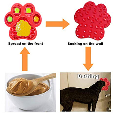Dog Licking Mat for Anxiety Peanut Butter Slow Feeder Bowls Licking Pad with Strong Suction to Wall for Pet Bathing,Grooming,and Dog Training (Red) - color: Red