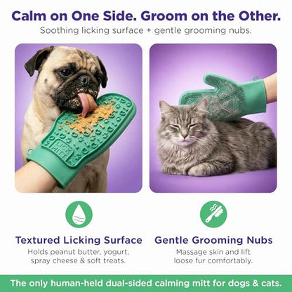 Lixy Pet LickMitt – Dual-Sided Calming & Grooming Mitt for Dogs and Cats – Human-Held Silicone Treat Mitt for Anxiety Relief, Bonding & Shedding – BPA-Free, Food-Grade, Easy Clean – Green - color: Green