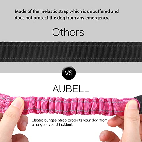 AUBELL Dog Seat Belt for Car,Updated 3-in-1 Adjustable Reflective Bungee Heavy Duty Dog Car Harness Tether with Clip Hook Latch & Buckle,Swivel Zinc Alloy Carabiner,Hotpink - color: Hotpink
