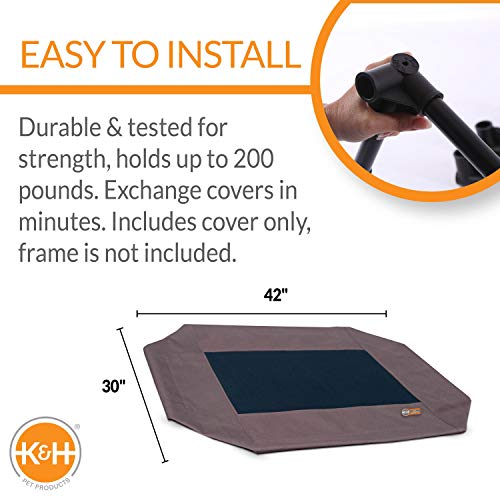 K&H Pet Products Dog Cot Replacement Cover, Large, Chocolate (Pack of 6) - color: Chocolate/Black Mesh, size: Large 42 X 30 Inches (Pack of 6)