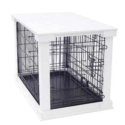 zoovilla White Dog Cage with Crate Cover, Dog Kennel White Large - size: 43.4"L x 28.7"W x 30.1"H