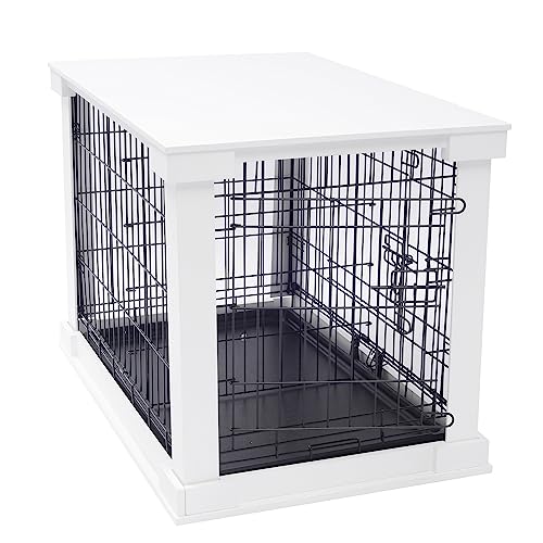 zoovilla White Dog Cage with Crate Cover, Dog Kennel White Large - size: 43.4"L x 28.7"W x 30.1"H