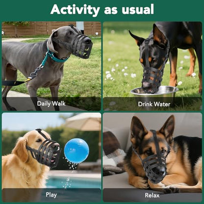 Mayerzon Dog Muzzle for Medium Large Dogs, Humane Basket Muzzle, Soft & Lightweight & Adjustable | Anti Biting Chewing Eating, Suits Training Walks Grooming Vet Visits, Drink & Pant Easily (Black, M) - size: M [Snout Cir:10-10.75"]