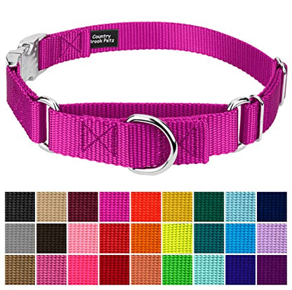 Country Brook Petz - Martingale Dog Collar - Heavy Duty Nylon Adjustable Martingale Dog Collar with Premium Buckle for Small Medium Large Breeds (5/8 Inch, Extra Small, Fuchsia) - color: Fuchsia, size: Extra Small (Pack of 1)
