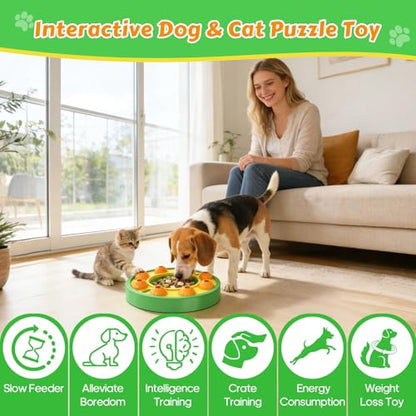 Dog Food Puzzle Toys Interactive Game Toy for IQ Training Enrichment Dog Food Puzzle Slow Feeder for Small, Medium Dogs and All Cats (Green Bowl) - color: Green Bowl