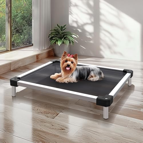 FXW TitanNest Chew-Proof Elevated Dog Bed, Raised Cot for Indoor/Outdoor/Camping Use, Durable & Waterproof Cooling Pet Bed for Toy Dogs, 24.0" L x 20.0" W x 4.1" H, Black - size: XXS-Toy Dog (24.0"L x 20.0"W x 4.1"H)