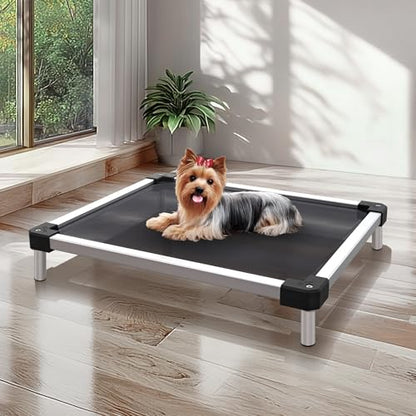 FXW TitanNest Chew-Proof Elevated Dog Bed, Raised Cot for Indoor/Outdoor/Camping Use, Durable & Waterproof Cooling Pet Bed for Toy Dogs, 24.0" L x 20.0" W x 4.1" H, Black - size: XXS-Toy Dog (24.0"L x 20.0"W x 4.1"H)