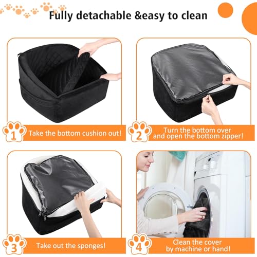 NEEZUKAR Dog Car Seat for Small Medium Dogs,Detachable Washable Dog Booster Seat Under 30lbs, Pet Car Seat Travel Bed with Storage Pockets and Dog Safety Belt (Black) - color: Black