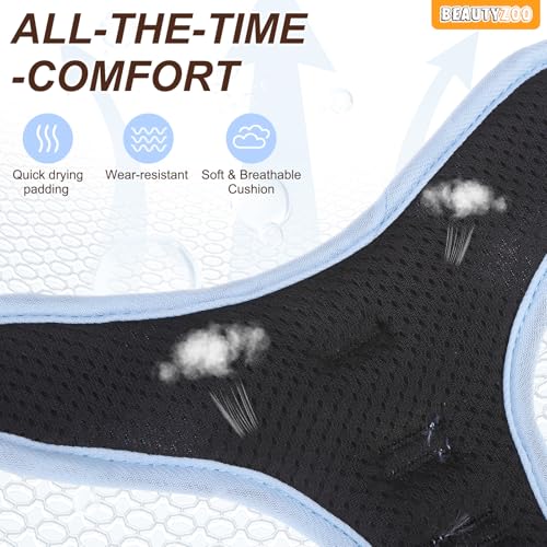 BEAUTYZOO No Pull Dog Harness Large, Adjustable Dog Harness and Leash Set -Easy Wearing with 3 Buckles/Control Handle,No Choke Soft Padded Reflective Pet Vest for Training Walking Hiking,Blue L - color: Blue Flower, size: L: chest 22"-33"