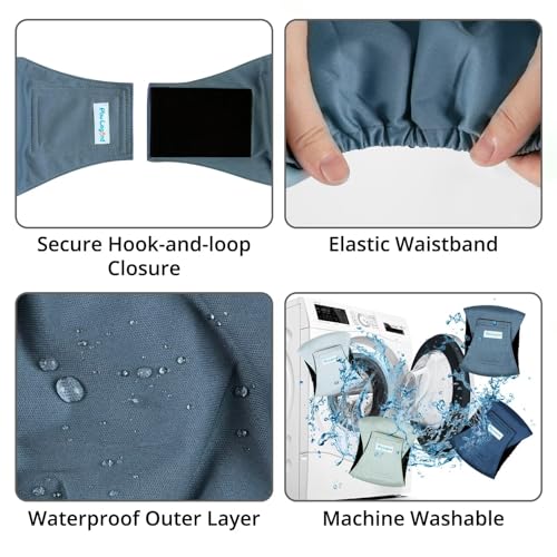 Paw Legend Washable Dogs Diapers Male Dog Belly Bands for Male Dogs Diapers Reusable Puppy & Doggie Diapers Male (4 Pack, Medium)