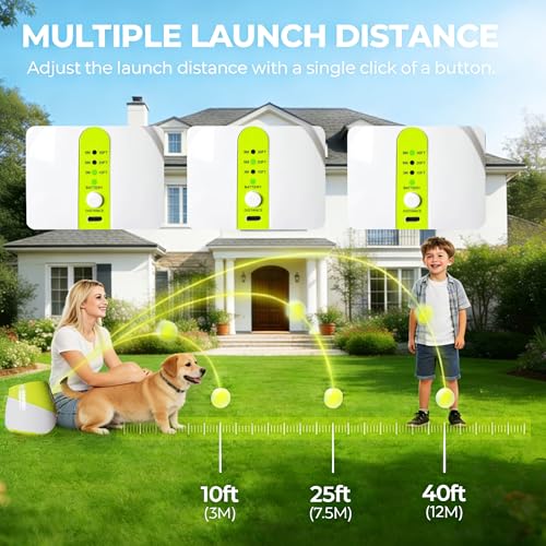 OYE Dog Ball Launcher, Automatic Balls Thrower with 6 Balls for Dog, 2 Tennis Balls Throwing Machine with 10-30 ft Throw Distance, Interactive Pet Toys for Small and Medium Dogs (Green)