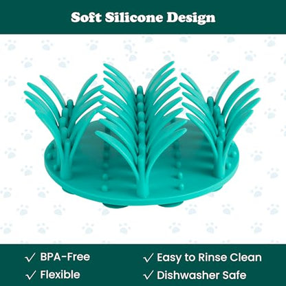 PEGGY11 Grass-Shaped Silicone Slow Feeder Insert for Dog Bowl | Upright grass-blade texture, Suction cup base, Food-grade material, Dishwasher-safe, Mealtime enrichment - size: 4.09'' x 4.09''