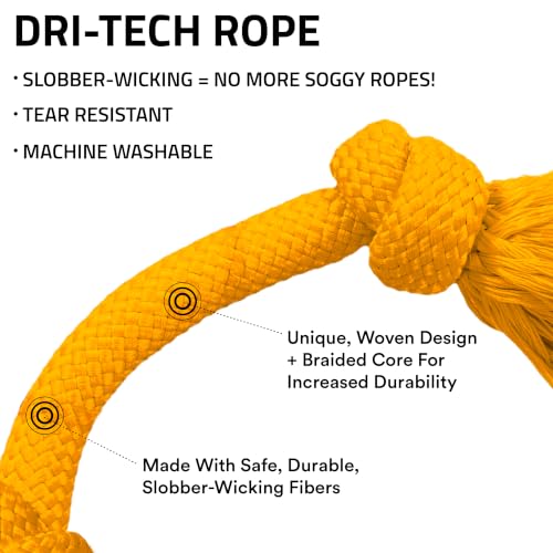 Playology Dog Toys | Dri-Tech Rope Tug of War Dog Toy for Tough Chewers | Cheddar Cheese Scented Jumbo Tug Rope Toys for Large Dogs - size: Jumbo, style: Cheddar Cheese