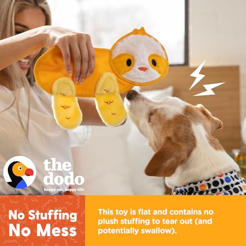 The Dodo Crinkle Flattie Sloth Dog Toy; Crinkle Flattie Durable Dog Toy, Durable Toys for Dogs, Stuffingless Dog Toys, Flat Dog Toys, Crinkle Dog Toys, FF22053 - color: Sloth Flattie, size: 1 Count