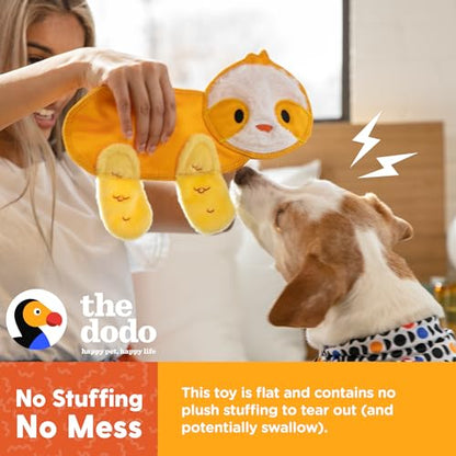 The Dodo Crinkle Flattie Sloth Dog Toy; Crinkle Flattie Durable Dog Toy, Durable Toys for Dogs, Stuffingless Dog Toys, Flat Dog Toys, Crinkle Dog Toys, FF22053 - color: Sloth Flattie, size: 1 Count